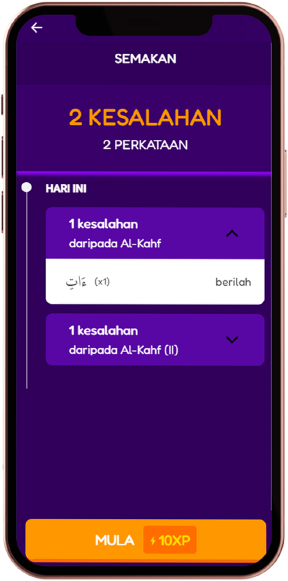 Skrin semakan Think Quran